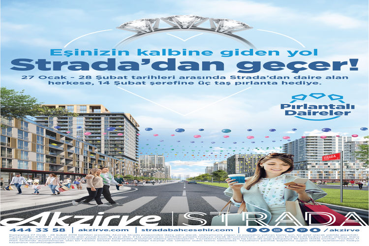 Bahçeşehir Strada’dan Sevgililer Günü Hediyesi: Ev alana 3 taş pırlanta yüzük